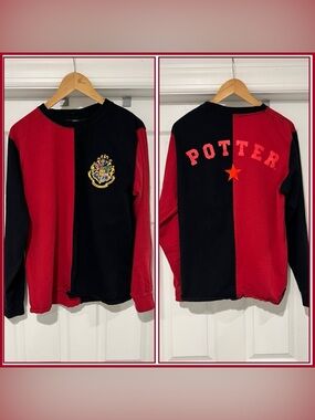 Hogwarts Crest Long Sleeve Harry Potter Shirt Mens Large